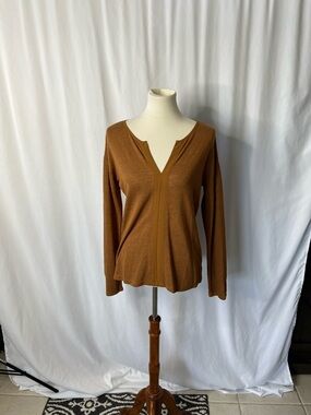 🤎 Sanctuary Ribbed V-Neck Long Sleeve Top Brown Size M 🤎